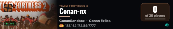 Conan-nx live status badge