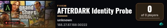 AFTERDARK Identity Probe live status badge