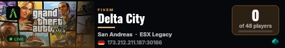 Delta City live status badge