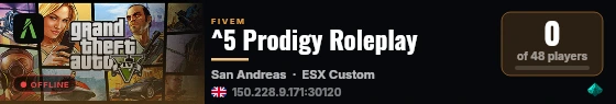 ^5 Prodigy Roleplay live status badge