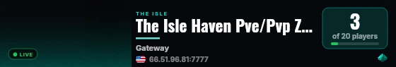The Isle Haven Pve/Pvp Zones live status badge