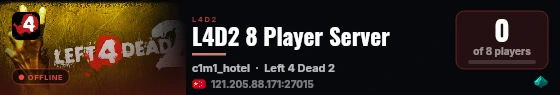 L4D2 8 Player Server live status badge