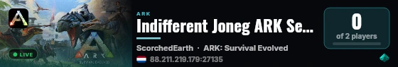 Indifferent Joneg ARK Server - (v361.7) live status badge