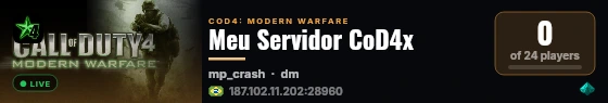 Meu Servidor CoD4x live status badge