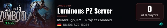 Luminous PZ Server live status badge