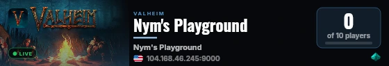 Nym's Playground live status badge