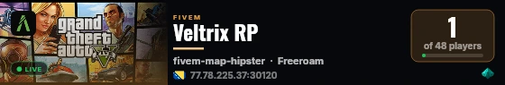 Veltrix RP live status badge