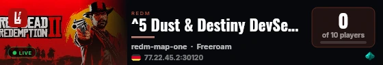 ^5 Dust & Destiny DevServer live status badge