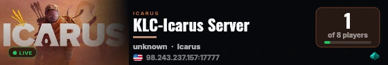 KLC-Icarus Server live status badge