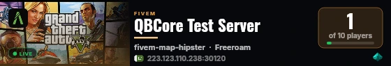 QBCore Test Server live status badge