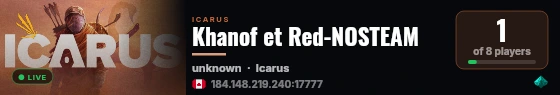 Khanof et Red-NOSTEAM live status badge