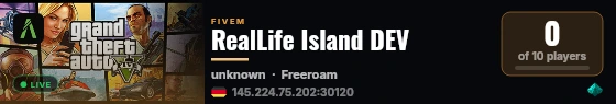 RealLife Island DEV live status badge