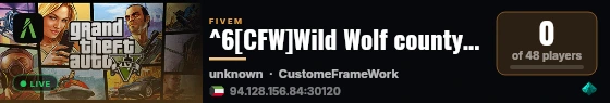 ^6[CFW]Wild Wolf county RP ^5مقاطعة وايلد وولف  live status badge