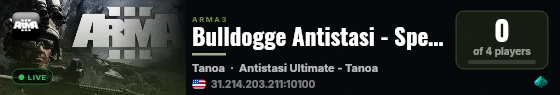 Bulldogge Antistasi - Spearhead live status badge