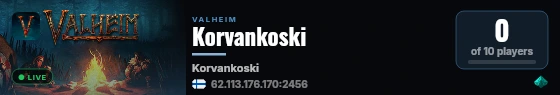 Korvankoski live status badge