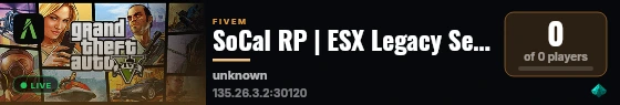 SoCal RP | ESX Legacy Server live status badge