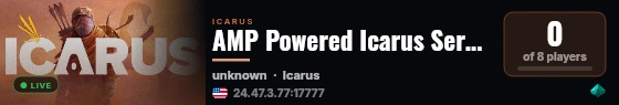 AMP Powered Icarus Server live status badge