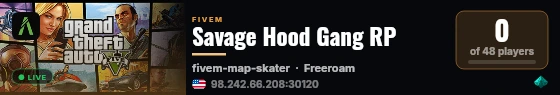 Savage Hood Gang RP live status badge