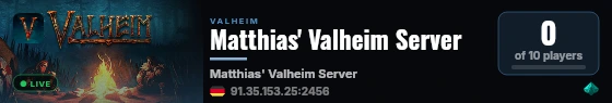 Matthias' Valheim Server live status badge