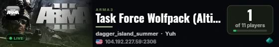 Task Force Wolfpack (Altis Campaign) live status badge