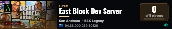 East Block Dev Server live status badge