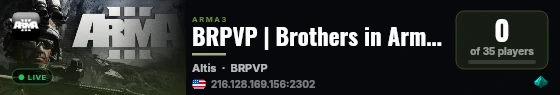 BRPVP | Brothers in Arma | PVP+ | Altis live status badge