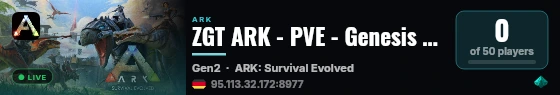 ZGT ARK - PVE - Genesis II (EU) - (v361.7) live status badge