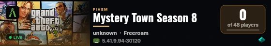 Mystery Town Season 8 live status badge