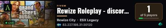Rewize Roleplay - discord.gg/Rewize live status badge