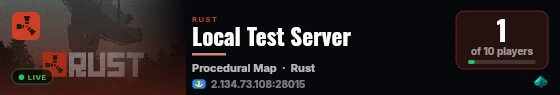 Local Test Server live status badge