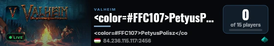 <color=#FFC107>PetyusPolisz</color> <color=#FF5252>DEV</color> live status badge