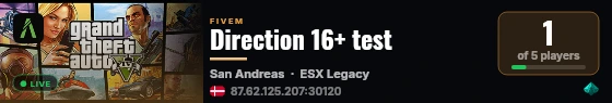 Direction 16+ test live status badge