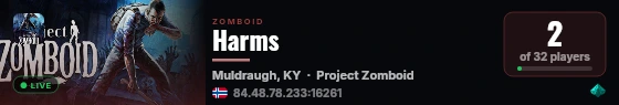 Harms live status badge