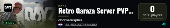Retro Garaza Server PVP/PVE live status badge