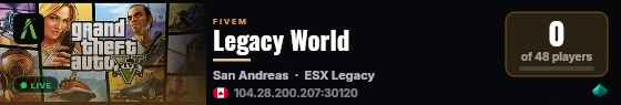 Legacy World live status badge