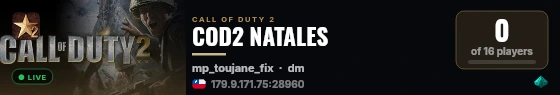 COD2 NATALES live status badge
