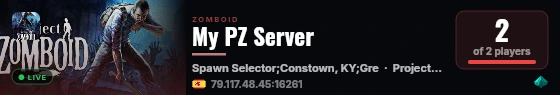 My PZ Server live status badge