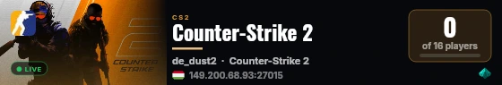 Counter-Strike 2 live status badge