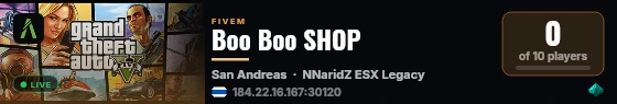 Boo Boo SHOP live status badge