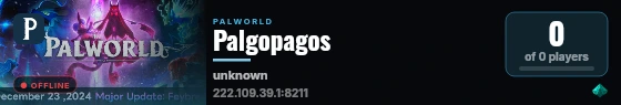 Palgopagos live status badge