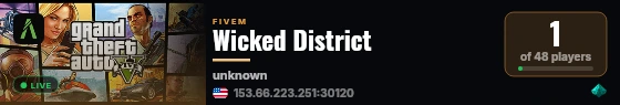 Wicked District live status badge