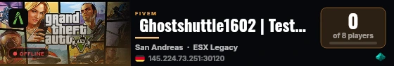  Ghostshuttle1602 | Testserver live status badge