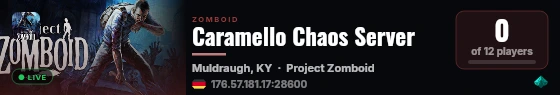 Caramello Chaos Server live status badge