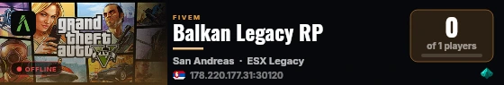 Balkan Legacy RP live status badge