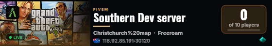 Southern Dev server live status badge
