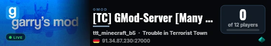 [TC] GMod-Server [Many Maps. Much Fun. Wow.] (DE) live status badge