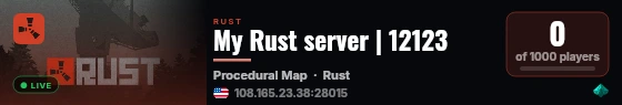 My Rust server | 12123 live status badge