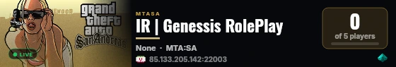IR | Genessis RolePlay live status badge