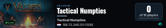 Tactical Numpties live status badge