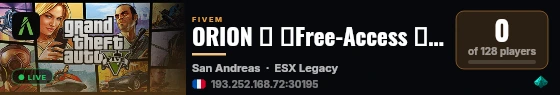 ORION ⇒ 🔥Free-Access ⇒ 💻 Contenu Unique & Optimisé ⇒ 🎁 1000 Coins Offerts ⇒ 🔊 discord.gg/orion live status badge